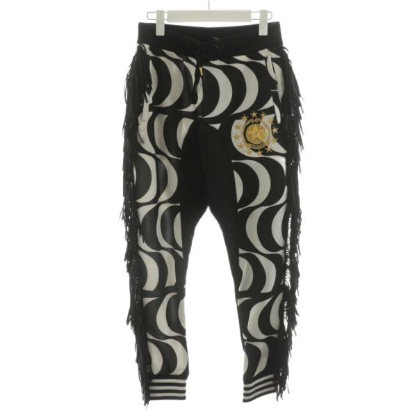 【中古】未使用品 ドレスキャンプ DRESSCAMP 15SS ジョガーパンツ フリンジ ロゴ 刺繍 スター 星 46 黒 白 未使用品 ドレスキャンプ DRESSCAMP 15SS ジョガーパンツ フリンジ