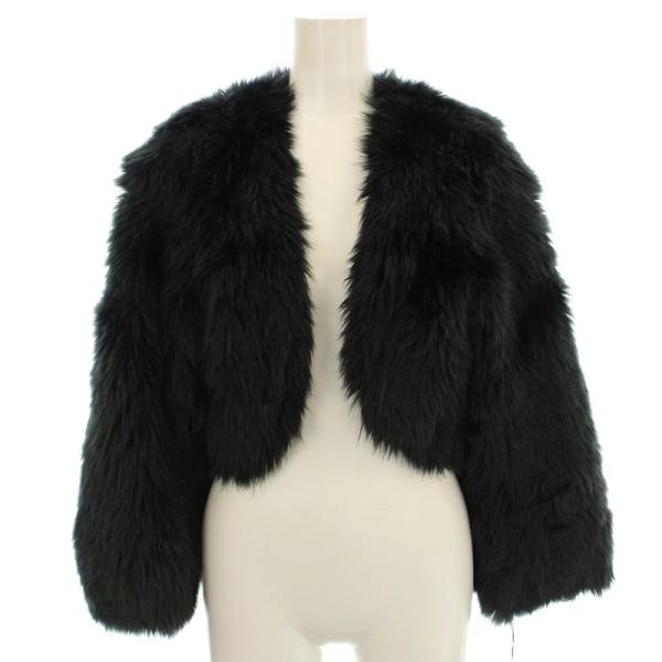 【中古】グレースコンチネンタル GRACE CONTINENTAL ファージャケット フェイクファー ボレロ 36 黒 グレースコンチネンタル GRACE CONTINENTAL ファージャケット フェイク