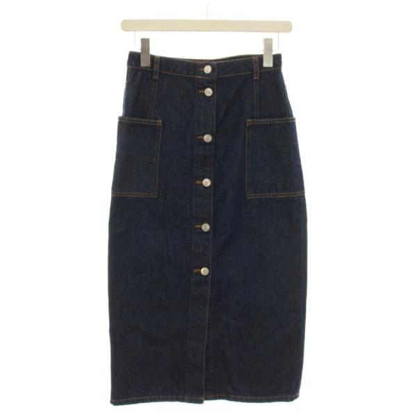 新品未使用 白タグ マックスマーラ ダークデニム タイトスカート フロントボタン ZARA（ザラ） タイト デニムスカート ロング XS 紺 ネイビー ミモレ丈