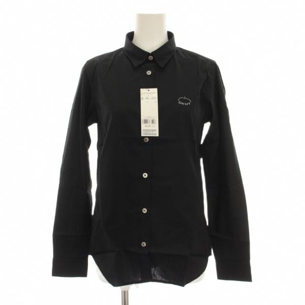 未使用品 ダナキャランニューヨーク DKNY シャツ ブラウス 長袖 S 黒 ブラック レギュラーカラー /YM ■MA レディース