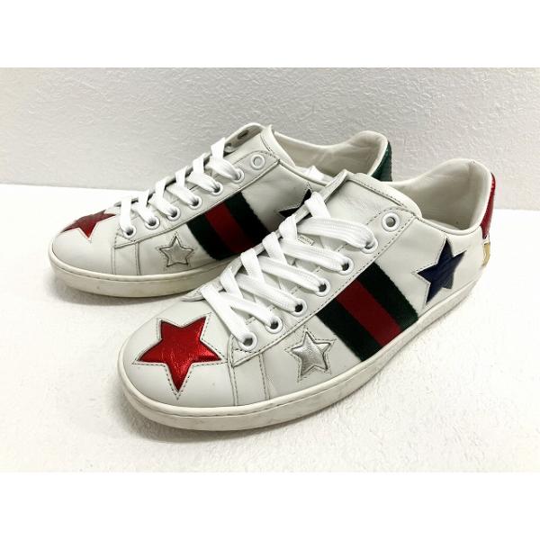 【中古】グッチ GUCCI シェリーライン スターロゴスニーカー 35.5 JP22.5cm 白 454562 靴 シューズ レディース GUCCI（グッチ） シェリーライン スターロゴスニーカー 35.5 JP22.5cm