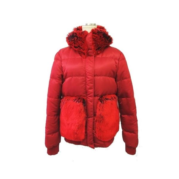 中古 プラダスポーツ Prada コート Sport ダウンジャケット ブルゾン Sport コート ショート丈 ショート丈 フェイクファー アウター サイズ40 赤 レッド レディース ベクトル 古着