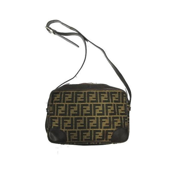 フェンディ FENDI VINTAGE ヴィンテージオールド アーカイブ 70's 80's ズッカ柄 レザー ショルダーバッグ 茶色 ブラウン