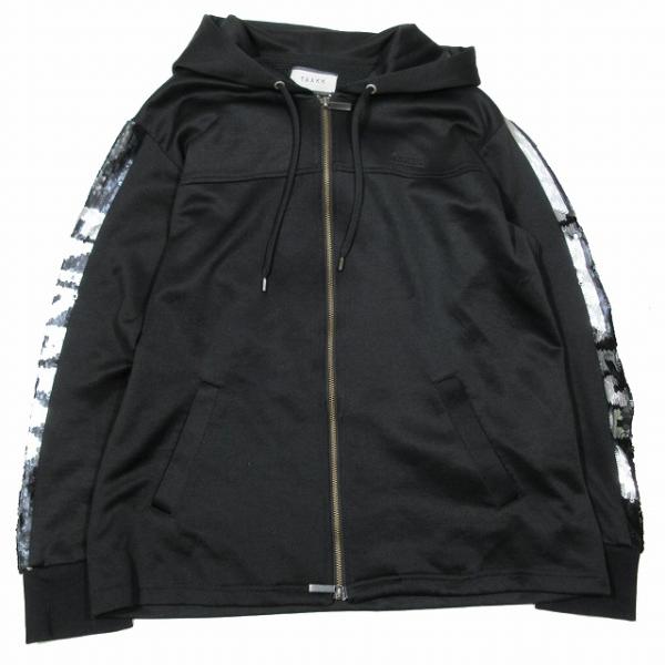 新品未使用タグ付 TAAKK スパンコール刺繍パーカー BLACK 2 ターク TAAKK パーカー フーディ ジップアップ スパンコール