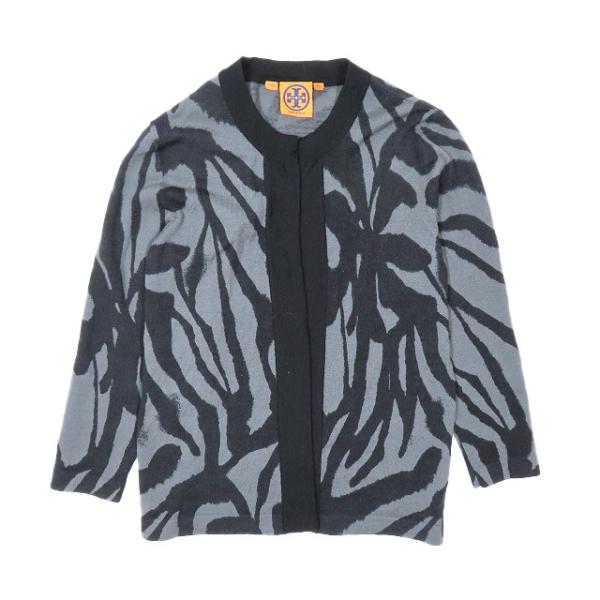 TORY BURCH トリーバーチ ウールニット カーディガン ゼブラ柄 ラップ 
