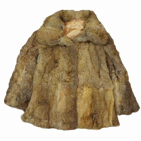 ラビットファー 本毛皮 リアルファーコートアウター ライトブラウン