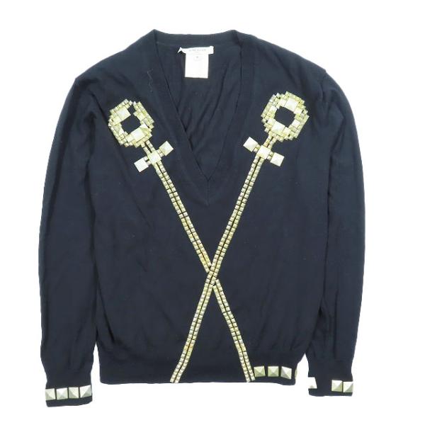 ジバンシィ GIVENCHY ニット セーター スタッズ 装飾 Vネック ウール 