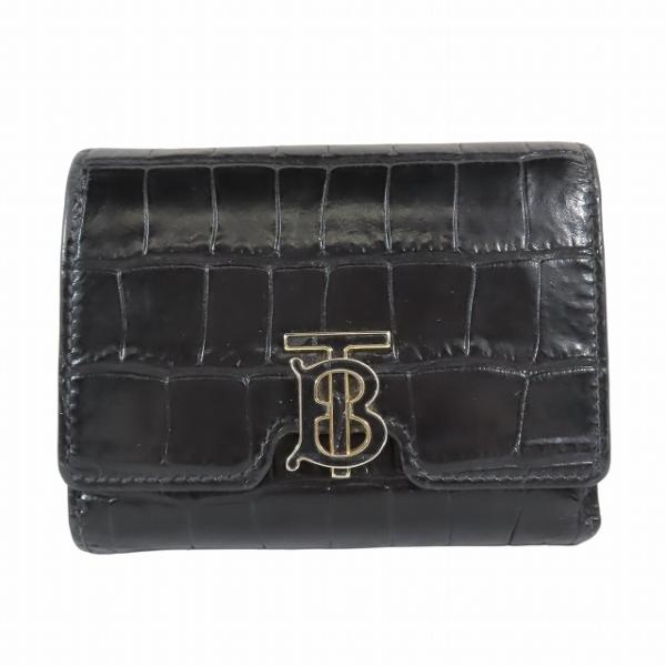 新品　バーバリー 2つ折り財布 レザー シボ ノバチェック 型押しロゴ 黒 BURBERRY】バーバリー 二つ折り財布 レザー レディース 黒