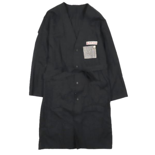 【中古】20SS ラフシモンズ RAF SIMONS RAGLAN LABO COAT ラグラン ラボコート ロングコート コットン 201-637 長袖 バックベルト 黒46 20SS ラフシモンズ RAF SIMONS RAGLAN LABO COAT ラグラン ラボコート