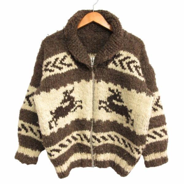 80-90s カウチンニット ヴィンテージ L VINTAGE 1990s ビンテージ ジップアップ カウチンセーター ピュア