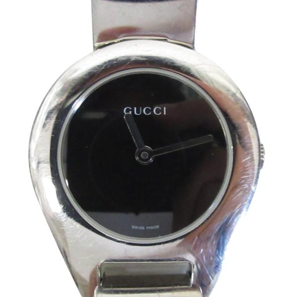 GUCCI グッチ 6700L 腕時計 黒文字盤 2針 QZ クォーツ シルバー