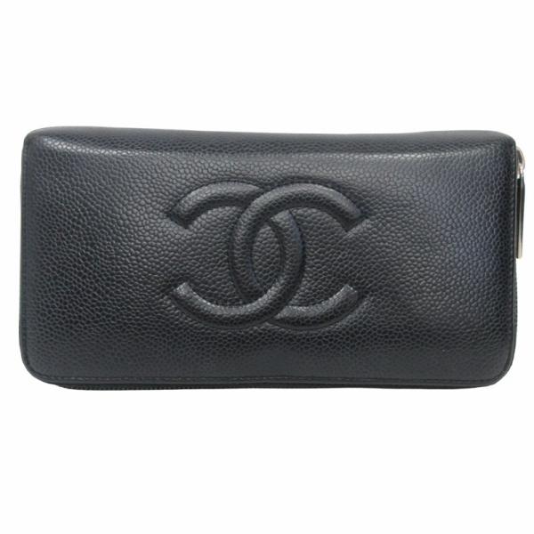 CHANEL シャネル　キャビアスキン　ココマーク　長財布　ブラック　黒 CHANEL シャネル キャビアスキン 長財布 ココマーク ステッチ