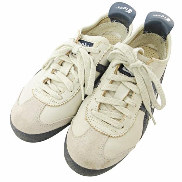 【オニツカタイガー】極美品 レザー スニーカー デレシティ 23.5 白 厚底 美品】✨オニツカタイガー デレシティ 希少 人気廃盤色 白×青