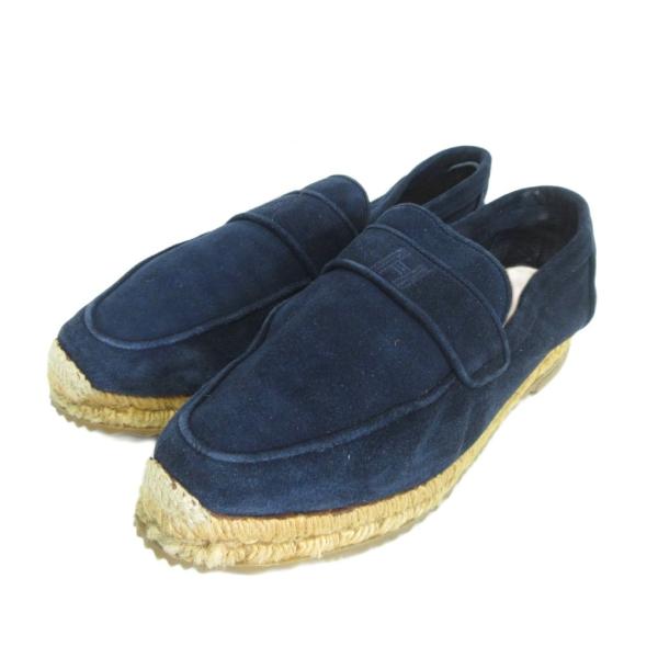 エルメス　スエード　エスパドリーユ　37　スリッポン HERMES - 極美品 エルメス HERMES スリッポン ローファー