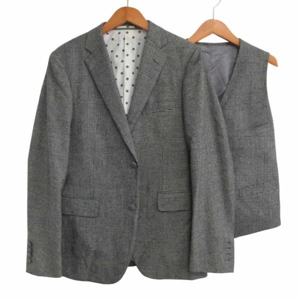 【中古】J.PRESS × MARKAWARE コラボ テーラードジャケット ベスト ジレ 本切羽 チェック 総裏 グレー 約M STK J PRESS × MARKAWARE コラボ 希少 テーラードジャケット 2B ベスト