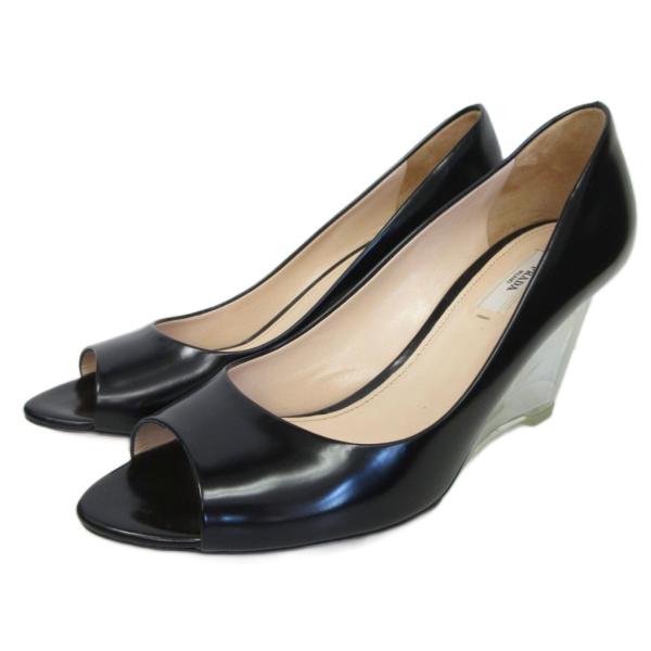 PRADA（プラダ） 極美品 クリアヒール パンプス オープントゥ ウェッジ