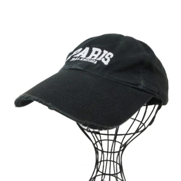 【中古】バレンシアガ 22SS CITIES PARIS CAP ベースボールキャップ USED加工 680748 410B2 ブラック L 59cm IBO82 BALENCIAGA（バレンシアガ） BALENCIAGA 22SS CITIES PARIS CAP ベース
