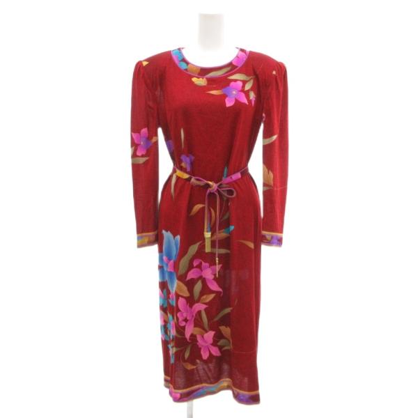 LEONARD レオナール ヴィンテージ ウールシルク ワンピース ロング 花