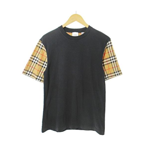【中古】バーバリー BURBERRY 美品 ノバチェック Tシャツ カットソー 半袖 XS 黒 ブラック 1104 ■MNK2 メンズ BURBERRY（バーバリー） 美品 ノバチェック Tシャツ カットソー 半袖