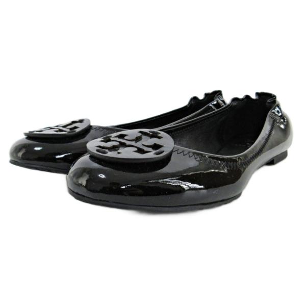 お値下げしました！美品　トリーバーチ 黒バレエフラットシューズ37.5 TORY BURCH トリーバーチ 美品 パテントレザー バレエシューズ