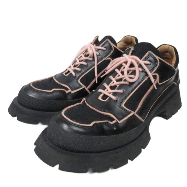 【中古】ジルサンダー JIL SANDER 19AW ダービーシューズ スニーカー チャンキーソール 厚底 黒 ブラック ピンク 45 ジルサンダー JIL SANDER 19AW ダービーシューズ スニーカー チャン