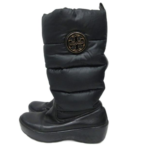 トリーバーチ ブーツ 黒のダウンスタイルロングブーツ TORY BURCH