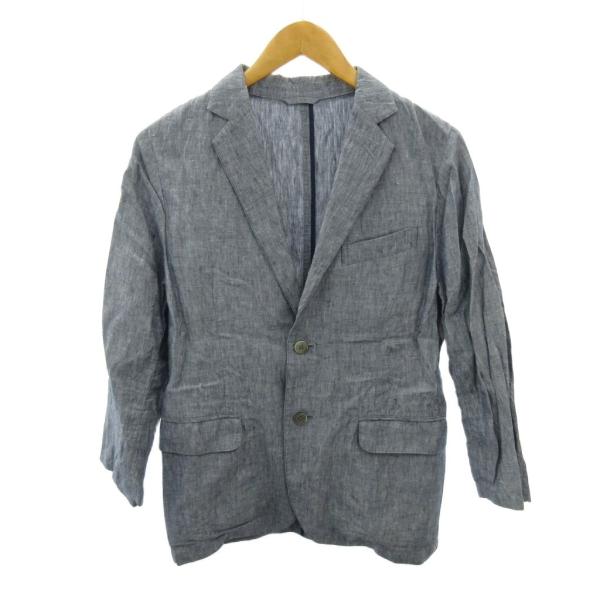 Papas パパス リネンシルク テーラードジャケット グレンチェック M パパス Papas + 美品 テーラードジャケット 裏地なし 3B シャンブレー
