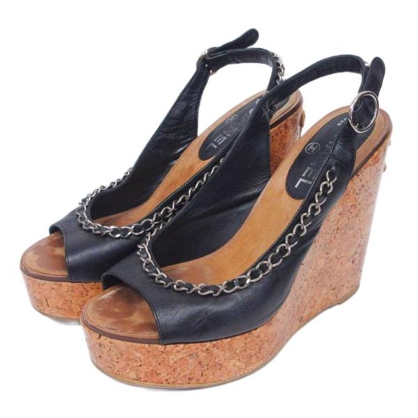 CHANEL（シャネル） コルクサンダル ココマーク ロゴ チェーン レザー