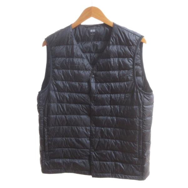 ユニクロ（UNIQLO） 美品 ダウンベスト キルティング Vネック L 黒