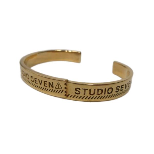 スタジオセブン STUDIO SEVEN caution bangle コーションバングル SILVER925 シルバー ロゴ刻印 ゴールド色 メンズ