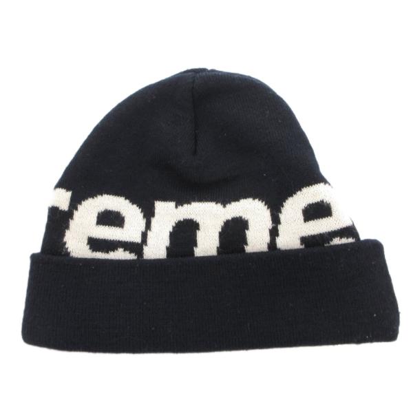 シュプリーム SUPREME ロゴ ビーニー ニット帽 帽子 バイカラー 紺 ネイビー /FF IBO100 メンズ