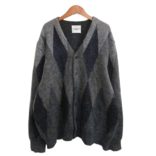タカヒロミヤシタザソロイスト TAKAHIRO MIYASHITA The Soloist. 25AW kurt cardigan カート カーディガン モヘヤ アーガイル 48 グレー001