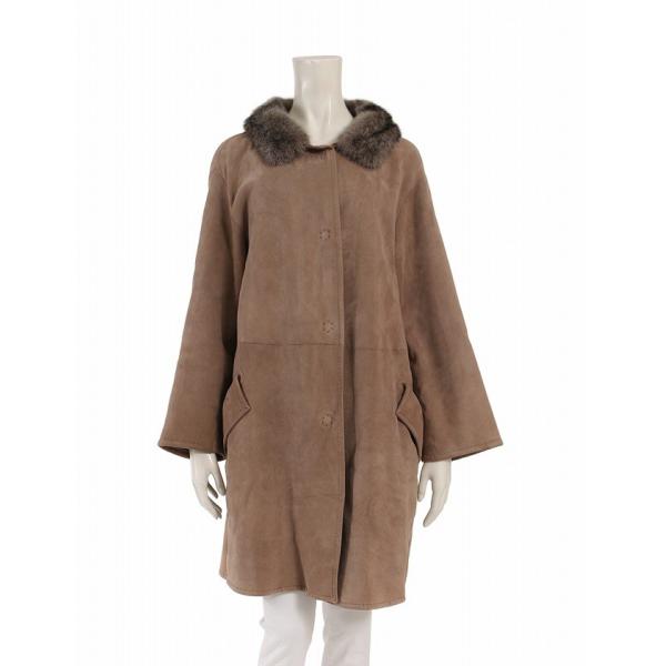 アドーア Adore ムートンコート ノーカラーコート ロング ロング ベージュ ミンクファー M アウター ベージュ 無地 38 羊革 ミンクファー レディース 中古 ベクトル 古着 114 ブランド古着販売のベクトル