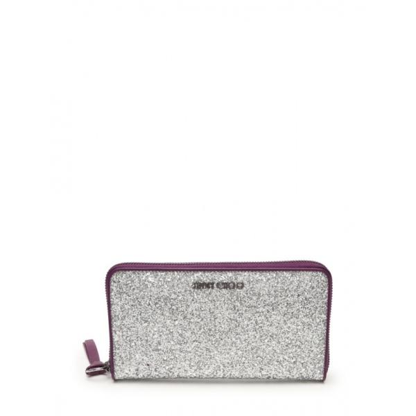 ジミーチュウ Jimmy Choo ラウンドファスナー長財布 シルバー シルバー Choo 紫 小物 ビニール Jimmy ラメ レディース 中古 ベクトル 古着 114 ブランド古着販売のベクトル