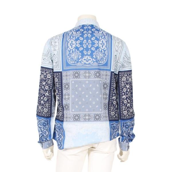 中古 トップス ルイヴィトン Louis Vuitton Xl シャツ 青 水色 Xl トップス ファッション 長袖 ペイズリー柄 コットン バンダナ メンズ ベクトル 古着 114 ブランド古着販売のベクトル
