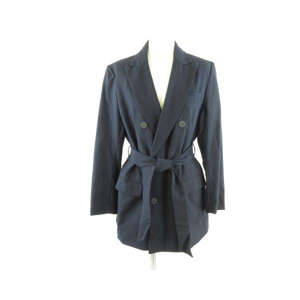 【中古】ミントデザインズ mintdesigns テーラードジャケット ダブル 長袖 ストレッチ 37204-TJ1JK01  紺 2 vectorpremium_117-202302070117