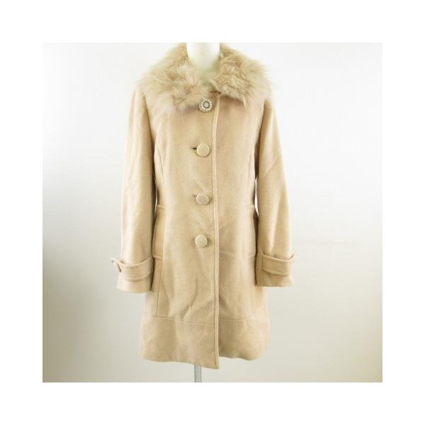 フォックスファートリム 裏地ラムファー ベルテッドコート 11 ベージュ フォックスファートリム 裏地ラムファー ベルテッドコート 11 ベージュ