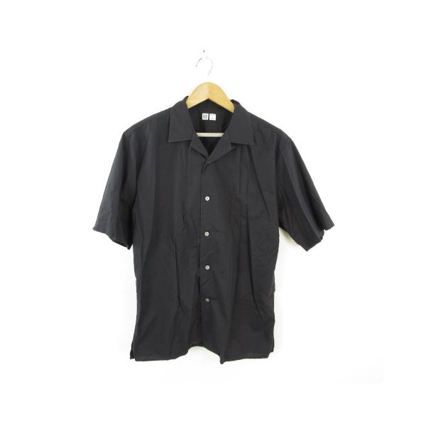 ユニクロ UNIQLO シャツ 半袖 黒 L *T133 メンズ : ブランド古着