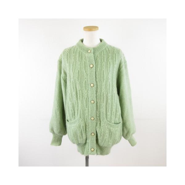 Le cinda ニットカーディガン ジャケット 長袖 黄緑 *A581 レディース