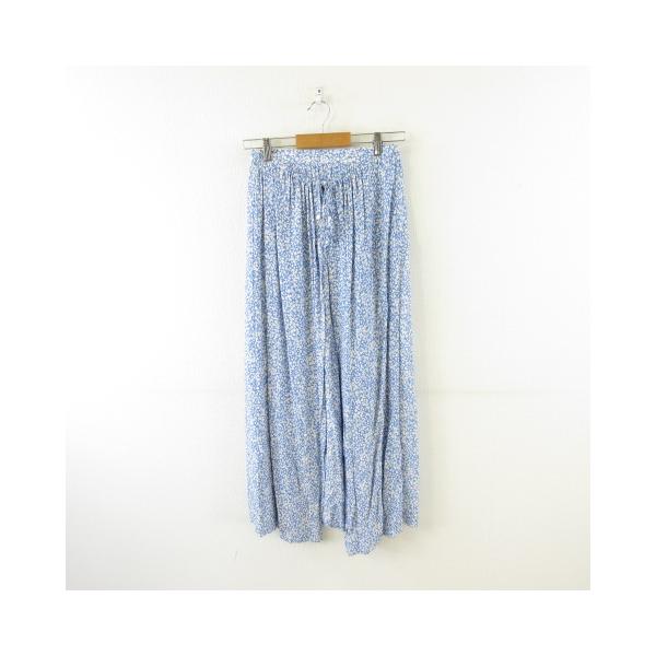 【中古】未使用品 ロペ ROPE LA LIGNE フレアスカート ロング 小花柄 青 白 38 *A270 レディース ROPE'（ロペ） 未使用品 ROPE LA LIGNE フレアスカート ロング 小花柄