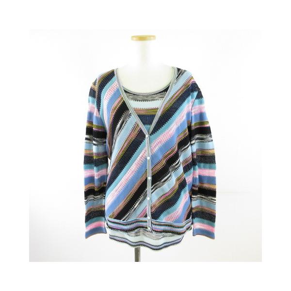 【中古】ミッソーニ MISSONI アンサンブル サマーニット カーディガン 長袖 半袖 イタリア製 48 50 *T431 レディース vectorpremium_117-202505150142