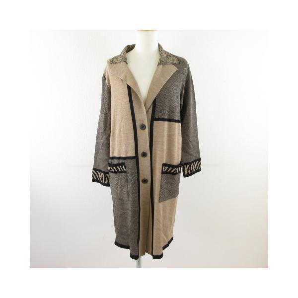 【中古】未使用品 インポートロッサ Rossa カーディガン ロング 長袖 レース 茶 44 *T647 レディース 未使用品 インポートロッサ Rossa カーディガン ロング 長袖 レース 茶