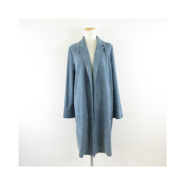 ZARA（ザラ） フェイクスエードコート ロング 長袖 青 S *A899