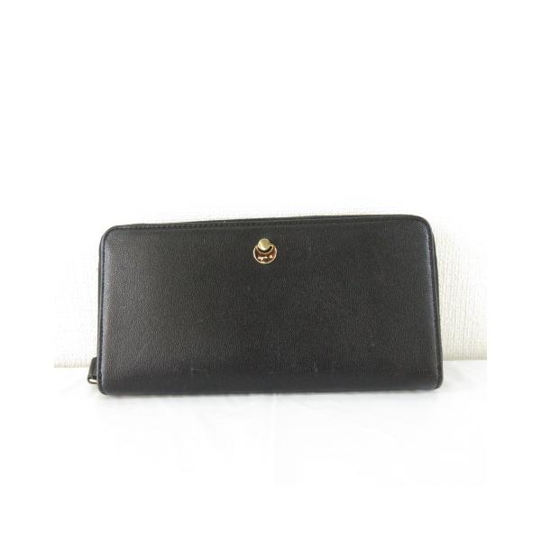 【極美品】agnes b. ブラック レザー 長財布　ラウンドファスナー agnes b.（アニエスベー） 長財布 ラウンドファスナー レザー 黒 *A344