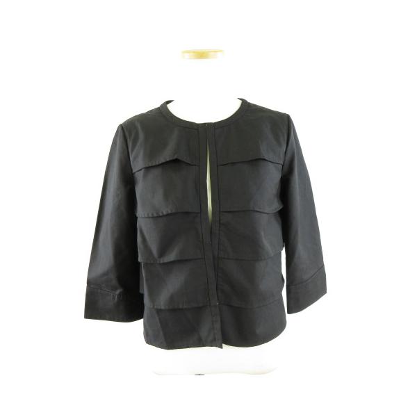 未使用品 ルパリリー Repas Liliy ノーカラー ジャケット 七分袖 黒 9 *A3 レディース