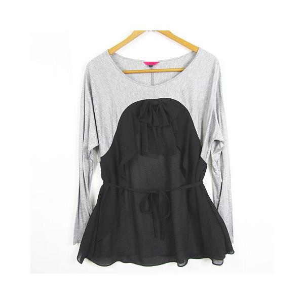 TO BE CHIC ミンクファー付きカットソー　チュニック　グレー　40 TO BE CHIC ミンクファー付きカットソーチュニックグレー40