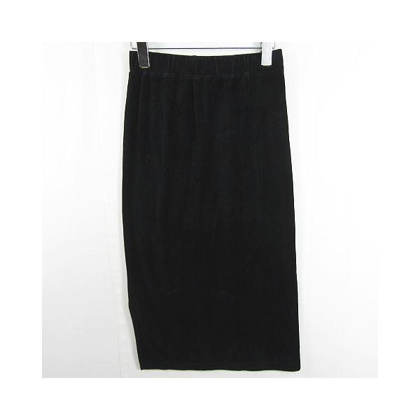 アズールバイマウジー AZUL by moussy コーデュロイ ロング スカート スリット コットン S ブラック kz11023 レディース
