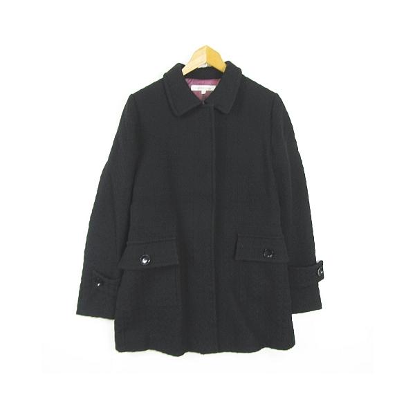 グリーンレーベルリラクシング ユナイテッドアローズ green label relaxing ステンカラー コート ロング丈 毛 38 ブラック kz12881 レディ