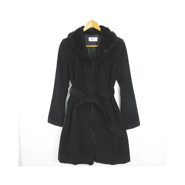 美品✨ニューヨーカー　2wayアンゴラウールロングコート　ラビットファー　黒　M 美品✨ニューヨーカー 2wayアンゴラウールロングコート ラビットファー