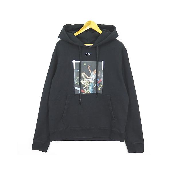 【中古】オフホワイト OFF WHITE PASCAL PRINT SLIM HOODIE プルパーカー L ブラック 20AW ☆AA★ 2sa6993 メンズ オフホワイト OFF WHITE PASCAL PRINT SLIM HOODIE プルパーカー L